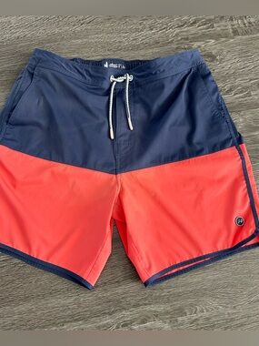 Johnnie-O Men's Tully half electric waist drawn cord Two-Tone surf shorts Sz L